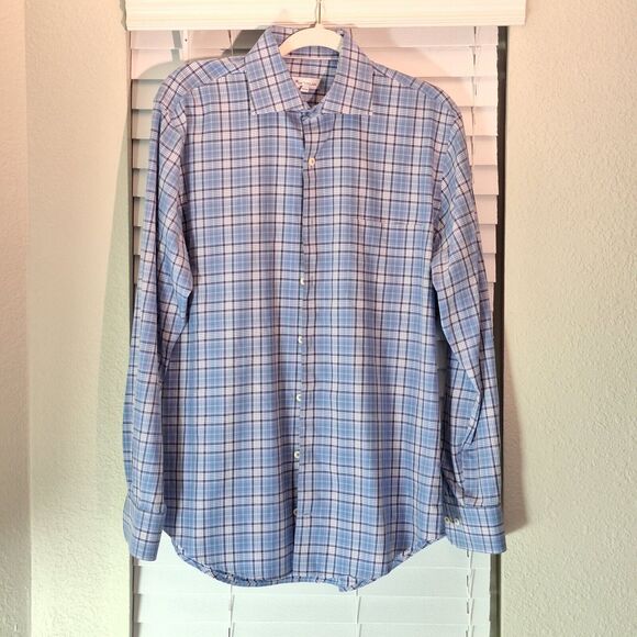 Peter Millar Size M Comfort Plaid Long Sleeve Button Down Shirt - Picture 1 of 7